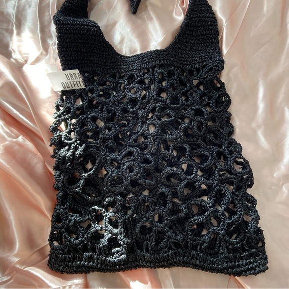 Urban Outfitters UO black raffia hobo woven bag purse farmers market new tags - Picture 8 of 8